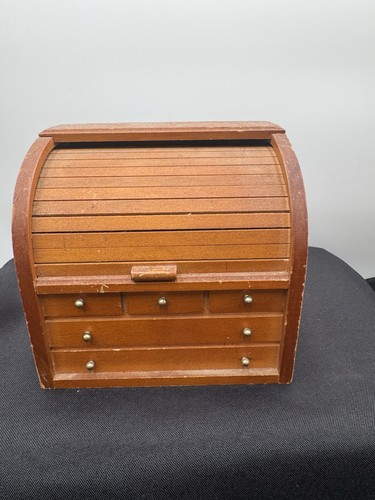 Vintage wood roll top desk - wood,